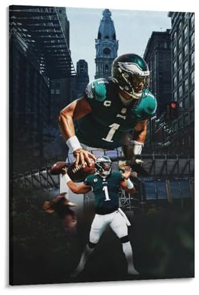 FANLAI American Football Jalen Hurts Poster auf Leinwand, Wandkunst, Poster, dekorativ, modern, Heimdruck, Bild, Kunstwerke, Poster, 61 x 91 cm