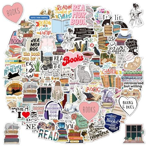 Vintage Aufkleber, Sticker Aesthetic für Wasserflaschen, Scrapbooking, Laptops,Wasserfeste Vinyl Aufkleber für Kinder Mädchen Jugendliche (Lesen-100 Stück)