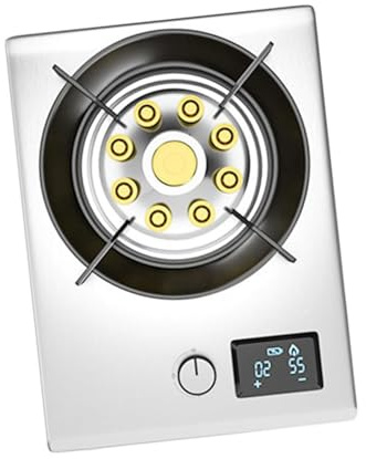 Cuisinière À Gaz À 1 Brûleur, Flamme Élevée À 9 Chambres De 7,2 KW, Support À Casseroles En Fonte À Panneau En Acier Inoxydable, Avec Protection Contre L'extinction Et Fonction De Minuterie ( Size : N