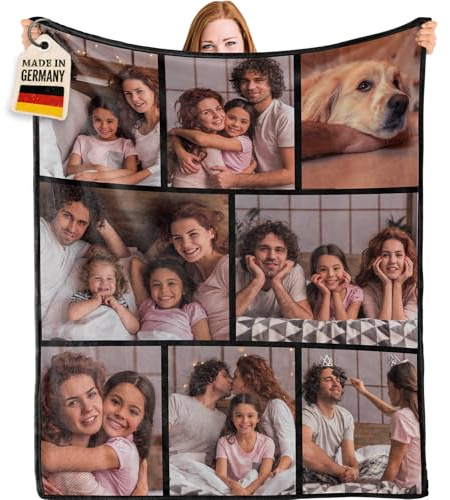 Bemaystar Personalisierte Decke mit Foto, Fotodecke selber gestalten, weiche Flanell-Kuscheldecke, Personalisierte Geschenke für Frauen und Männer, personalisiert