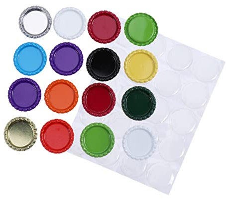 IMIKEYA 200 Stück 34mm Flaschenverschlüsse Aus Weißblech Mit Transparenten 3d Harz Aufklebern Selbstgemacht Bastelset Für Schmuck Anhänger Und Dekoration Beidseitig Bemalt