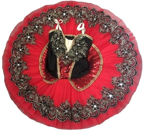 GeRRiT Rote Pfannkuchen Ballett Tutu Professionelle Erwachsene Kinder Kinder Schwanensee Kleid Frauen Ballett Tanz Kostüme Ballerina Party Mädchen,Rot,170