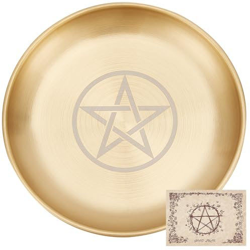 CREATCABIN Pentagramma Piatto da Altare Stella Tarocchi Piatto Rituale Che Brucia Portacandele Piatto Ciotole Che Offrono Incenso Ciotola Piatta con Carta Dell'Altare Tarocchi Forniture 14.1x14.1cm
