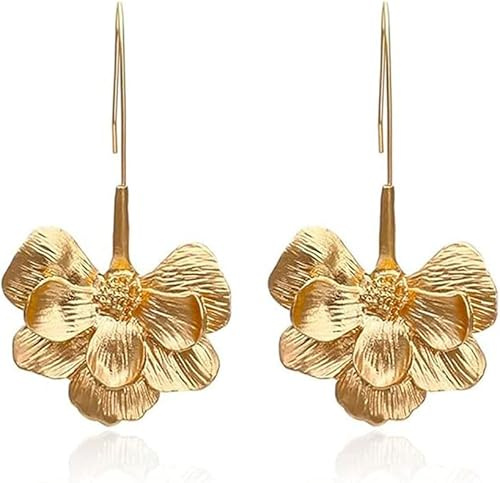 TOFBS Pendientes Mujer Flor Colgantes Pendientes Moda y Accesorios de Joyería Moda Diaria Evento Fiesta Decoración Regalo Primera Elección(Oro)