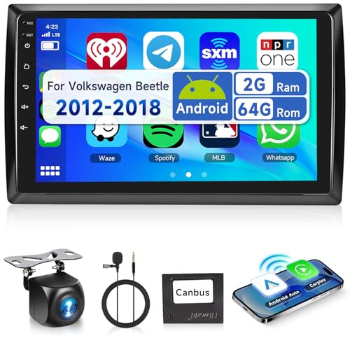 2G&64G 9 Android Autoradio Für VW Beetle 2012-2018 mit Carplay Android Auto Wireless,Touchscreen Bluetooth HiFi/RDS/FM Radio,WiFi Navi/AHD Rückfahrkamera/CANBUS