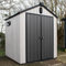 BPS Grand Outdoor Apex Garden Plastic Storage Shed 6 x 8ft Grey | All Weather Resistant | Zero Maintenance | Easy Assembly | Built In Floor