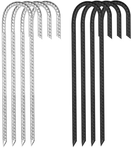 LXBCTOP Lot de 8 piquets d'ancrage au sol en acier galvanisé - 30 cm - Résistant aux tempêtes - 2 couleurs - Pour trampoline d'extérieur - Clous en acier robuste pour sécuriser clôture, auvent