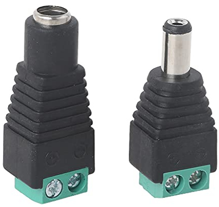 NIHENHAO 12V per connettore di Alimentazione 55mmx21mm Adattatore Maschio+Femmina per Striscia LED CCTV Telecamera di Sicurezza Spina plastica Nera