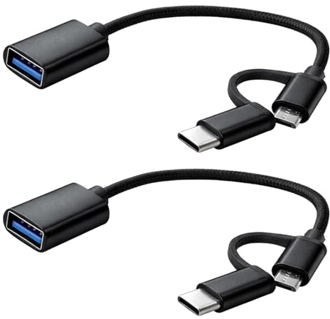 2PCS 2-in-1 USB C/Micro zu USB Adapter Mit OTG Funktion, Schwarz, USB OTG Kabel Für Datenübertragung Und Anschluss Von Geräten, Micro OTG Adapter Und OTG Adapter TYP C Für Smartphone Tablet Laptop