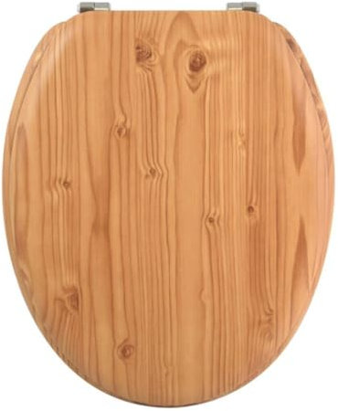 MSV Abattant WC en Décor Pin Marron - Charnières INOX