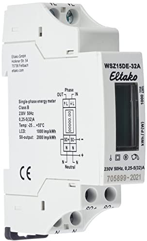 Eltako 28032615 WSZ15DE-32A Wechselstromzaehler digital 32A 1St, 230 V