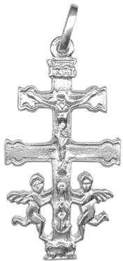 Kors av Caravaca i 925 sterlingsilver, med ängelfigurer, Sterlingsilver, Ingen ädelsten