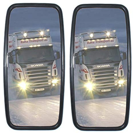 LZBBD Espejos Universales para Camiones y Furgonetas, 360 x 180 mm, Espejo Universal Convexo con Carcasa y Fácil Instalación