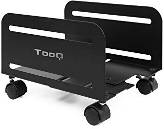 TooQ UMCS0004-B - Support au sol avec roues pour CPU, métallique, jusqu’à 10 kg de poids, supporte les tours entre 119mm et 209mm de large, couleur noire