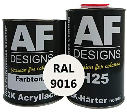 Alex Flittner Designs 2K Lack 1,5kg Set RAL 9016 VERKEHRSWEISS seidenmatt Holz Maschinen Industrielack LKW NFZ