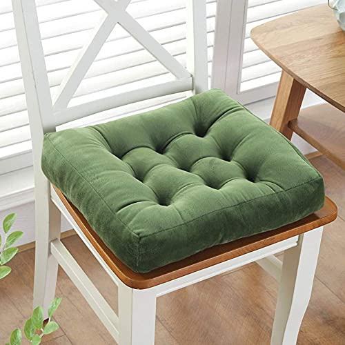 vctops Velvet Green Chair Pad Super Soft Plush Washable Square Seat Cushion for Kitchen Dining Room (Dark Green,18 x 18)