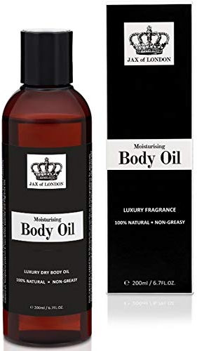 Jax of London Oud Wood Fragrance Body Oil, 200ml Moisturising Massage Oil for Skin, Body Oil for Dry Skin, Suitable for Massage, Firming, Stretchmarks Aromatherapy, and Relaxation with Amazing Smell