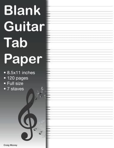 Blank Guitar Tab Paper: Large Print Guitar Tablature Manuscript Paper for Serious Students & Teachers.
