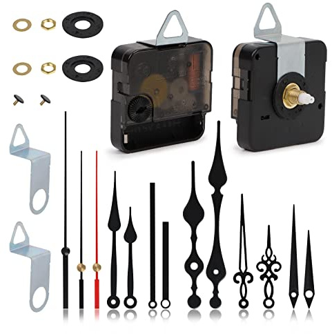 2 Stück Geräuschloses Uhrwerk Set mit 5 Zeiger-Sets Quarzuhrwerk Uhrlaufwerk mit Hohem Drehmoment-DIY Uhr Reparatursatz Wanduhr Ersatzteile für Clock Ersatzteile Ersatz