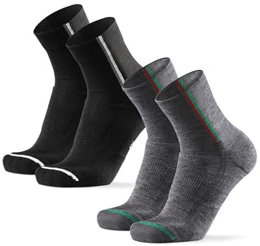 DANISH ENDURANCE Merino Fahrradsocken Winter, Thermo Radsocken, 2 Paar | Merino Rennrad Socken, Atmungsaktiv, Thermo & Gepolstert mit Fußgewölbestütze, für Radfahren bei kaltem Wetter, Unisex