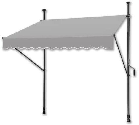 SUBTLETY Tenda da Sole a Bracci per Balconi Senza Forare Regolabile in Altezza con Manovella 250x120cm Tenda Retrattile Resistente ai Raggi UV e Impermeabile per Coperture di Terrazze (Grigio Chiaro)