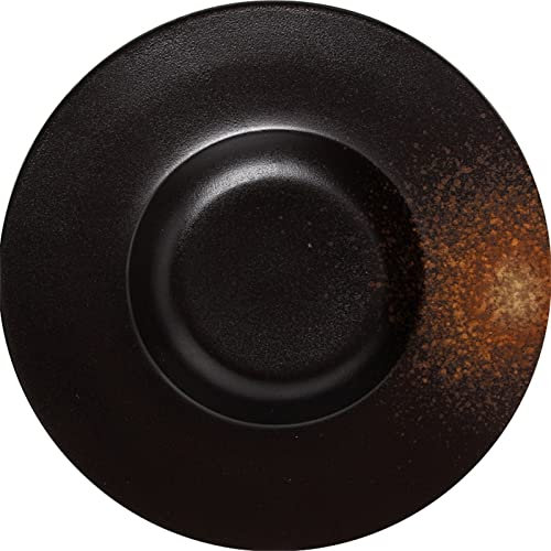 Meiiron 6.7oz/10 Bol à Soupe à Rebord en céramique Noir et Or, Assiette à dîner Moderne Haut de Gamme, 1 pièce