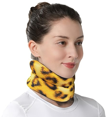 Willcom Nackstöd för nacksmärtor, mjukt nackstöd för sömn, ryggrad justering och stabilisering, lindrar tryck i ryggraden (leopardmönster, medium, 29–35 cm)