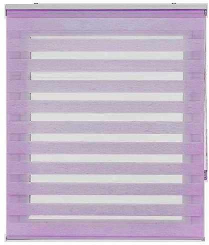 Lamellenvorhang Jalousie Jalousette 80 x 350 cm Doppelter Stoff, durchscheinend Rollo Faltrollo Jalousette Inkl. Aller Montage-Teile für Badezimmer, Lila
