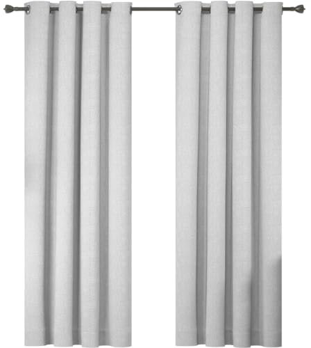 Ystyle Tende Oscuranti 2 Pezzi, 140×260cm, Effetto Lino per Interni, Termica Isolante Freddo E Caldo, per Soggiorno Camera da Letto, Fonoassorbenti, Grigio Bianco