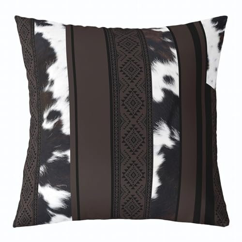 richhome Kuhfell Kissenbezug Für Jugendliche Bauernhaus Tiere Kuhfell Wurf Kissenbezug 40x40 Einzelpack Tribal Geometrische Streifen Zimmer Für Couch Und Bett Kissen