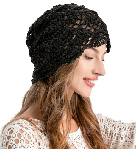 ZLYC Damen Sommer Strickmützen Handgemacht Häkelmütze Slouch Beanie Mütze | Baumwolle Atmungsaktives