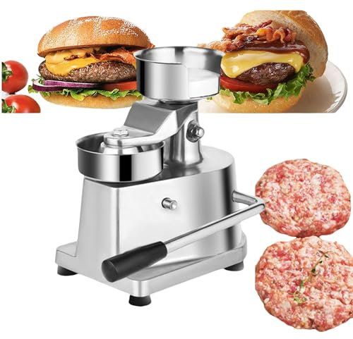 Hamburgatrice Pressa per Hamburger in Acciaio Inossidabile, per la Produzione Professionale di Hamburger con Un Diametro di 130 mm, Inclusi 500 Carta Cerata, Piedi in Gomma robusti,130mm