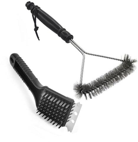 Brosse pour Gril, Lot de 2 Brosses de Nettoyage et Racloir en Métal pour Grille de Barbecue, 2 in 1 Stainless Steel Wire BBQ Brush + Pointed Multifunctional BBQ Brush, pour Tous Les Types de Grillades