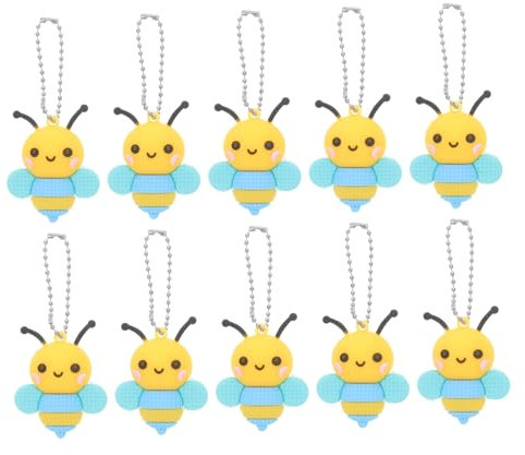 WESIEVYA 10pcs Pvc Bee Pendant Keychain Adornments for Projects Cute Bee-shaped Charms for Bags and Backpacks for