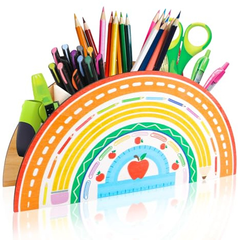 Huiyoulan Schreibtischorganizer aus Holz - Bleistift Stiftehalter Stifteköcher/Stifthalter/Tisch-Organizer/Multifunktions -Organisator für Kinder Büromaterial, Stiftebox Klassenzimmer Organisation