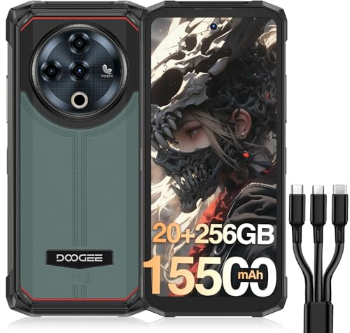 DOOGEE Fire 6 Power Rugged Smartphone, 20GB+256GB/TF 2TB Telefono Indistruttibile, 6.6 15500mAh/33W Octa-Core Cellulare indistruttibile, OTG Ricarica inversa da 18W, 50MP/IP68/Dual SIM/NFC/Face ID