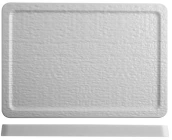 H&H, set 3 piatti rettangolari, in melamina, effetto ardesia, bianco, 25,3x17,6xh2,6 cm