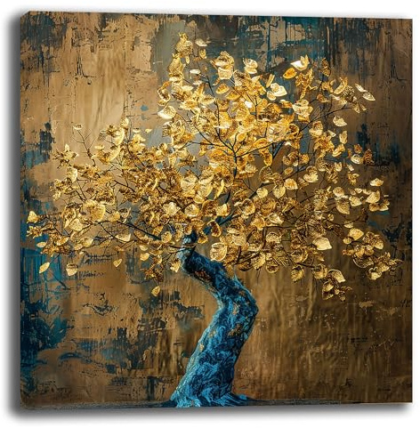 Quadro Moderno QUADRATO Camera da letto ALBERO della VITA Astratto Quadri moderni soggiorno da Parete XXL grande Stampa su tela Canvas Decorazione Murale muro (3, 70x70 cm, Canvas intelaiato)