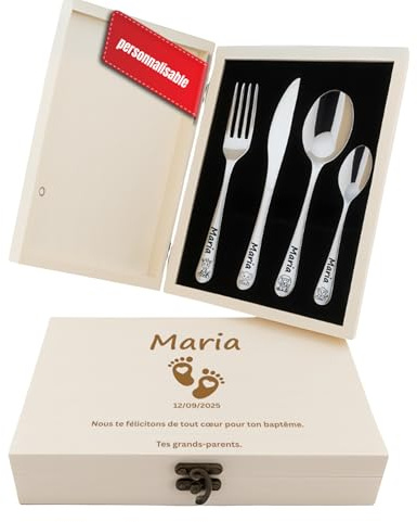DEschenk Posate Bambini Personalizzate - Forchette Bambini In Acciaio Inox Con Nome Inciso - Diversi Motivi Disponibili
