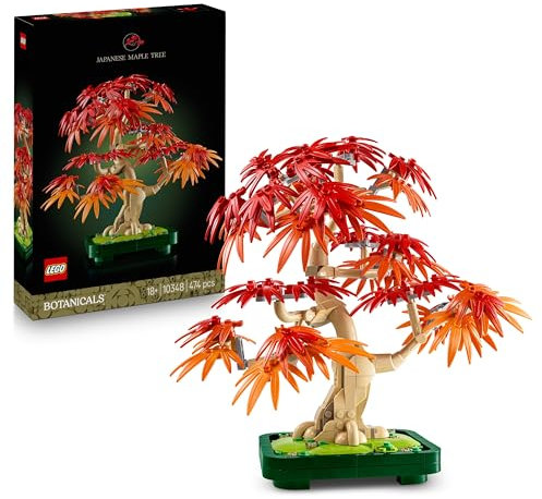 LEGO Botanicals Japanese Red Maple Bonsai Tree - Artificial Plant Building Set with Red & Orange Leaves, plus a Buildable Pot - DIY Home Decor Gift For Adults - 10348
