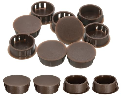 QUARKZMAN 18 Stück 25mm (1) Abdeckkappen für Bohrlöcher Nylon Braun | Blindstopfen Abdeckstopfen runde Schnappverschluss Bohrungen für Bohrlöcher für Schränke Maschinen Möbel