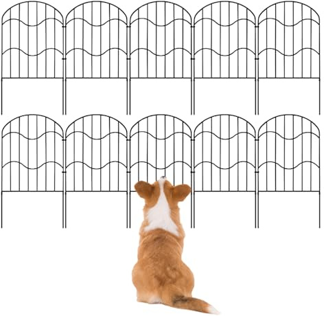 Clôture de jardin décorative - 3,3 m x 33 cm x 61 cm - 10 clôtures brise-vue pour animaux de compagnie, parterre de fleurs, terrasse, pelouse et espaces extérieurs - Résistant aux intempéries