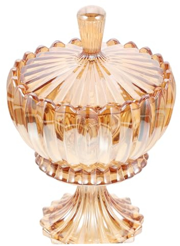 CONGARTENO Pot De Rangement en Verre Gaufré Ambré, Grand Format, Hermétique, Multifonction pour Bijoux Et Bonbons, Décoration Intérieure Moderne, Bocaux Pratiques pour Maison,