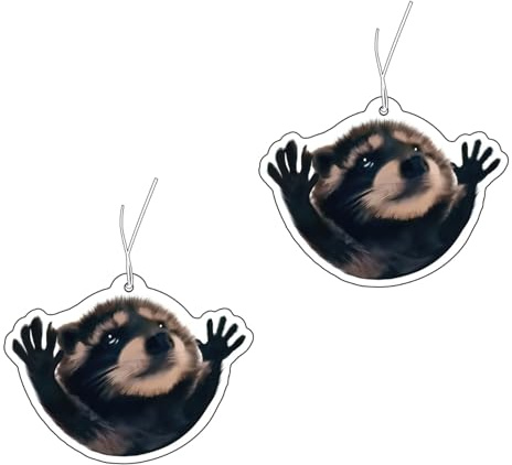 2 pezzi albero profumato con dolce procione motivo divertente albero profumato auto deodorante deodorante per auto da appendere in auto con stampa su entrambi i lati per la famiglia