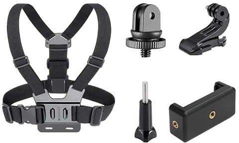 Kameror Bröstsele 5 i 1 smartphone bröstmontering med justerbar längd andas elastisk rem för sport action videoinspelning händer första person perspektiv