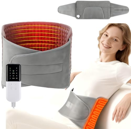 Beafaoo Waistband Heat Pad with Hand Warmer Pockets, Electric Heat Pad for Back Pain Relief, Unisex Belt Heating Pad, 10 Levels of Temperature Adjustment, 4-Speed Timing, Overheat protection125*30cm