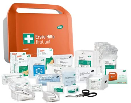 WERO Smart Case groß Erste-Hilfe-Koffer DIN 13169 | Kompakt & robust, Staub- & spritzwassergeschützt, Farbleitsystem, Mit Wandhalterung, Mit MasterTex Pflaster