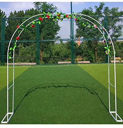Hochzeit Metallbogen weiß Rankgitter Pergola für Kletterrosen & Pflanzen verzinkt Gartenbogen Größen B 286 x H 220 cm perfekt für Outdoor-Zeremonien & Dekoration