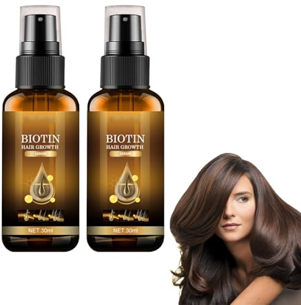 Sérum capillaire en spray, Sérum à la biotine pour des racines plus épaisses, Sérum pour cuir chevelu adapté à tous les types de cheveux, Renforce les cheveux et améliore l'hydratation (2 bouteilles)