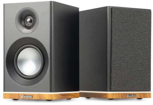 Audizio KS12 – Altavoces HiFi Activos 80W con HDMI ARC, Bluetooth 5.3, luz Ambiental LED, Salida subwoofer, Amplificador Integrado, Altavoces de estanteria para TV y música, Color Negro